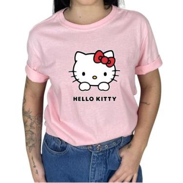 Imagem de Camiseta Algodão Feminino Estampa Hello Kitt Adulto Blusão Manga Curta