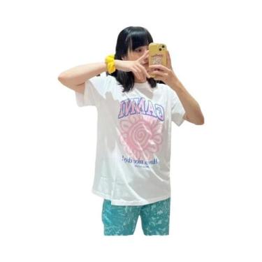 Imagem de Camiseta Feminina De Algodão Estampada De Desenho Animado De Verão Sol