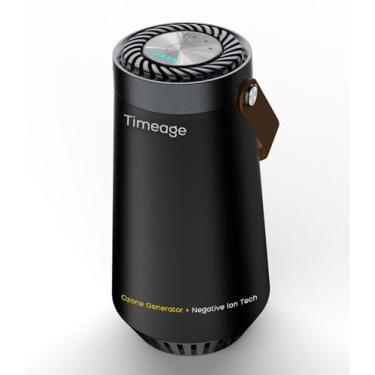Imagem de Timeage Gerador de ozônio para carro, eliminador de odores 2 em 1 e ionizador de ar para remover cheiro de fumaça, odor de animais de estimação, ácaros, PM2.5, alérgenos, purificador de ar portátil