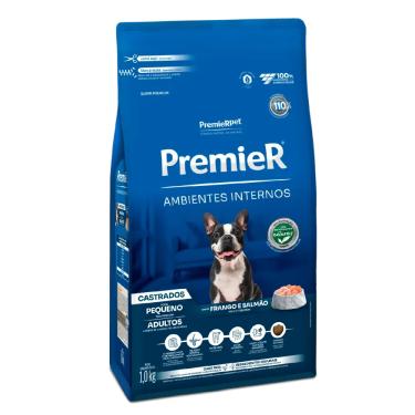 Imagem de Ração Premier Cães Ambientes Internos Castrados Adultos Sabor Frango e Salmão 1kg