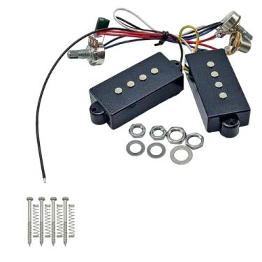 Imagem de XUZHID Captador duplo, captadores de graves elétricos, chicote de fiação de controle de tom, captador de 4 cordas, captador de graves elétrico, pré-amplificador de graves, captador de circuito de