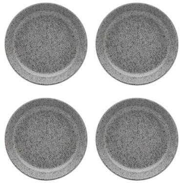 Imagem de Kit Jogo 4 Pratos Fundos Oxford 20,5 cm Flat Gray em Cerâmica Decorada
