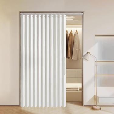 Imagem de MIULEE Cortinas sanfonadas dobráveis para portas, cortinas de lavanderia para entrada, divisória de quarto para armário aberto e quarto, branca, L 132 x C 192 cm, 1 painel