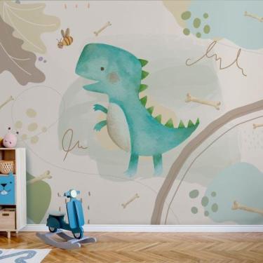 Imagem de Papel de Parede Dinossauro Quarto Infantil Bebê Aquarela 9m² - Quartin