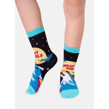 Imagem de Meia Soquete Puket Menino Lobo Preto 23 a 33, Preto, 23 A 27