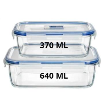 Imagem de kit 02 Potes Hermeticos de vidro retangular com tampa, 1.010ml