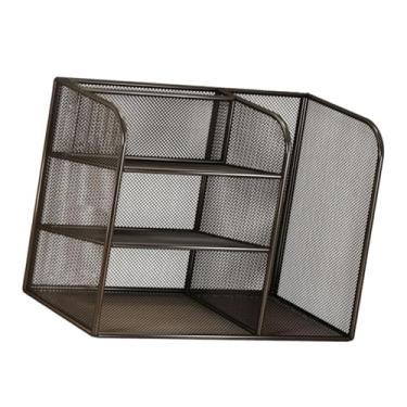 Imagem de KiBcsLic Organizador de mesa, suporte para arquivos de mesa, acessórios de escritório multicamadas, classificador de documentos, bandeja de papel para cartas, Preto