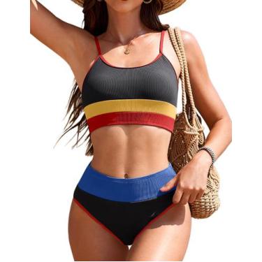 Imagem de Conjunto de biquíni AI'MAGE feminino de cintura alta para controle de 