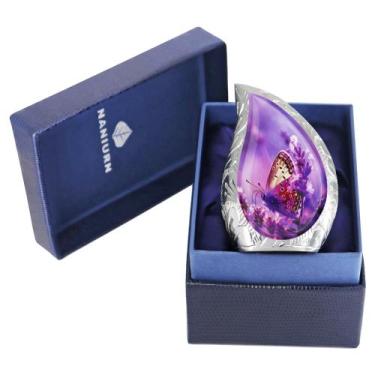 Imagem de Urna de cremação NANIURN pequena para cinzas humanas Purple Butterfly