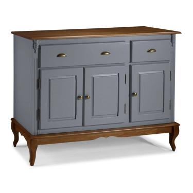 Imagem de Balcão Buffet 3 Portas 2 Gavetas 60803 Hannover Linz Móveis - Cinza/Imbuia Glazer
