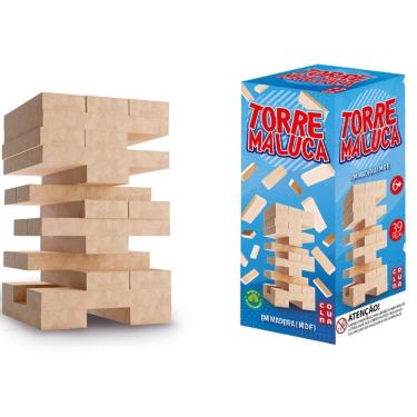 Imagem de Jogo Torre Maluca 39 Peças Blocos De Madeira