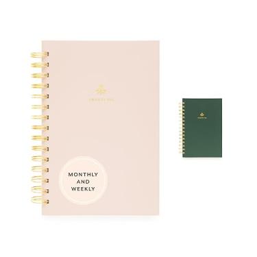 Imagem de Sugar Paper Agenda espiral pequena 2026, semanal e mensal, janeiro a dezembro, 14,6 cm x 21 cm, calendário para mulheres, capa dura de papel fosco, encadernação em espiral, bolso para armazenamento