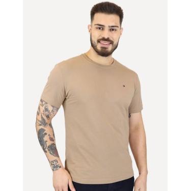 Imagem de Camiseta Tommy Hilfiger Masculina Regular Fit Tee Solid Logo Marrom Cl