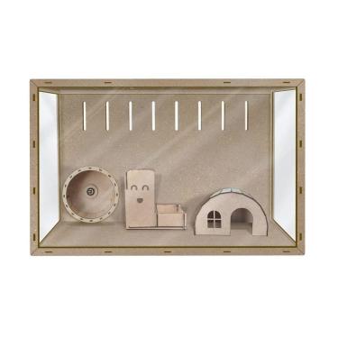 Imagem de Aquário Hamster Mdf Com Ps, Roda, Esconderijo E Brinquedo