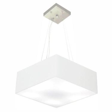 Imagem de Lustre Pendente Quadrado Vivare Md-4196 Cúpula Em Tecido 15/45x45cm - Bivolt Branco 127/220v