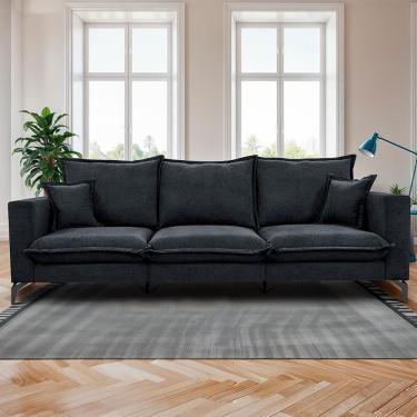 Imagem de Sofá 3 Lugares Modular Boma. 2,40m Boucle Sofá Inbox Cinza Escuro