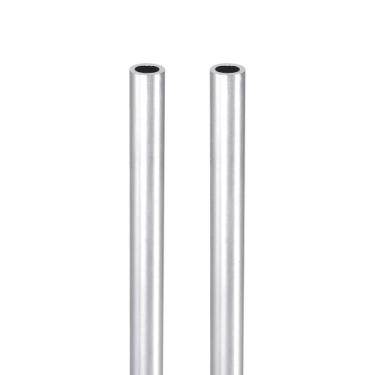 Imagem de DTGN Tubo redondo de alumínio de 25 x 0,8 x 0,6 cm (CxODxID) - Pacote com 2 - Bom para artesanato DIY - Tubo reto de alumínio 6063 - Prata