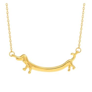 Imagem de Isla & Wren Co. Colar com pingente de cachorro Dachshund divertido e divertido banhado a ouro, corrente de 45,7 cm, joia decorativa para cães - Presente artístico caprichoso para amantes de animais de