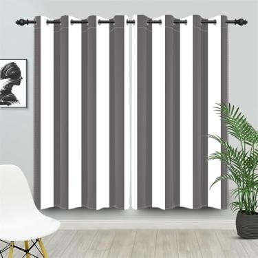 Imagem de DORCEV Cortinas blackout listradas verticais cinza e branco cortinas de janela listradas cinza descoladas modernas geométricas, góticas, boêmias, decoração de arte de casa de fazenda, linhas verticais