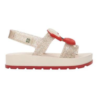 Imagem de Sandália Infantil Zaxynina Cherry Baby Meninas, Off white claro, Glitt