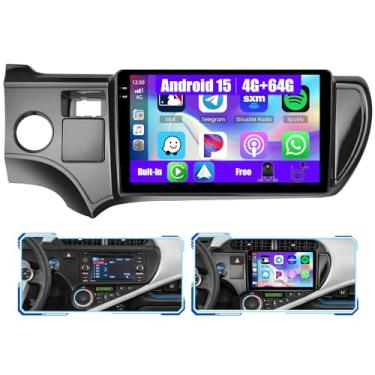 Imagem de Inefala [4G + 64G] Estéreo automotivo para Toyota Prius C 2012-2014 com carplay sem fio/Android Auto, rádio veicular HD de 9 polegadas com GPS Bluetooth WiFi FM/RDS EQ SWC 15UI e microfone de câmera