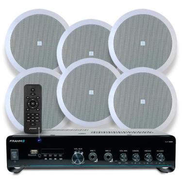 Imagem de Som Varanda Gourmet Jbl Som Ambiente Teto Gesso Embutir 6 Arandelas Jb