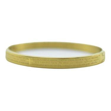 Imagem de Pulseira Bracelete Feminina Pai Nosso Aço Inox Dourada - Papillon Semi