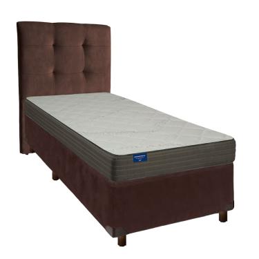 Imagem de Cama + Box Marrom e Colchão D33 Solteiro - Orthotech Inducol + Cabeceira