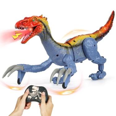 Imagem de Brinquedo de dinossauro de controle remoto flybakiz com spray, luz e r