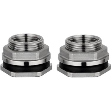 Imagem de 2 Peças De Aço Inoxidável Mangueira De Jardim Bulhead Fitting, 1/2 "3/4" 1 "1-1/4" 1-1/2 "2" Bsp Rosca Fêmea Sus304 Tubo Único Solto Ey Giratória Encaixe Porca Água Tan, DN32