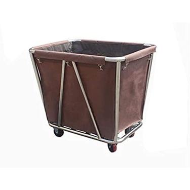 Imagem de Prateleira carros móveis de cozinha cesto para roupa durável e dobrável bolsa para roupa suja com alça cesta de armazenamento resistente castanho com rodas para casa de banho quarto casa