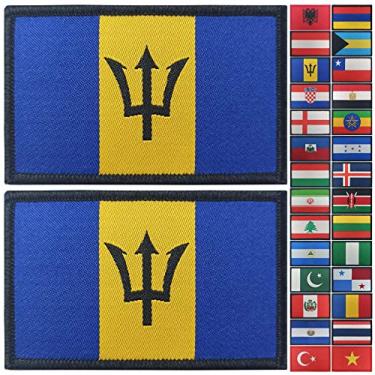 Imagem de JBCD Pacote com 2 remendos da bandeira de Barbados, emblema tático da bandeira do orgulho para roupas, chapéu, equipe militar