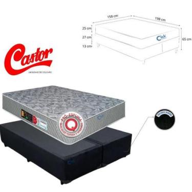 Imagem de Colchão Castor Queen Sleep Max D33 Firme com Base Box Bipartida Blinda