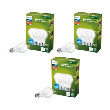 Imagem de Philips Lâmpada LED 60W A19, pacote com 12, ultra eficiente, branco macio (5W = 60W), lâmpada transparente regulável sem cintilação