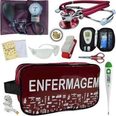 Imagem de Kit Enfermagem Aparelho de Pressão Estetoscópio Medidor Glicose Pa Med
