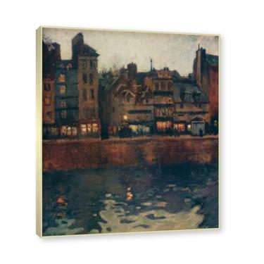 Imagem de Moldura de champanhe. Impressões Raoul Dufy, (porto ao anoitecer), pôster de viagem vintage, arte impressionista, imagem de arte de parede em tela para decoração de casa. 80 x 96 cm-31,4 x 37,8 pol