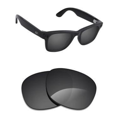 Imagem de Alphax Lentes de reposição Stealth pretas não polarizadas para óculos de sol Ray-Ban Clubmaster RB4416 53 mm