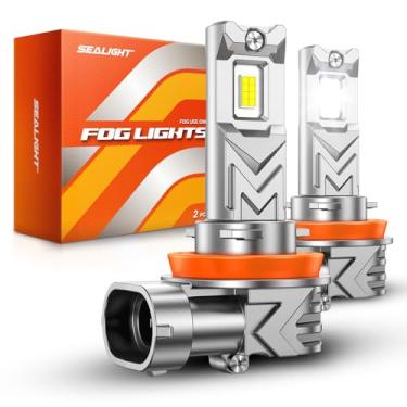 Imagem de SEALIGHT Lâmpadas de neblina LED H11 H8 H16 ou DRL, lâmpadas de neblina LED H8 tamanho 1:1, 6500K 800% de brilho atualizado, lâmpada de neblina frontal H16, sem polaridade, pacote com 2