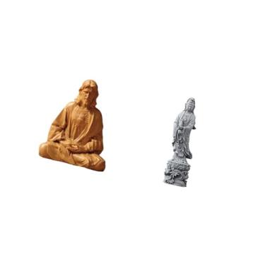 Imagem de Fenteer Estatueta Católica de Jesus, Estátua Colecionável, Feng Shui Guan Yin, Ornamento Budista de Pedra para Corredor, Quarto, Escritório, Mesa, Lareira