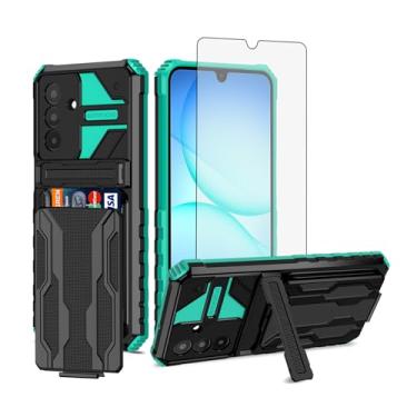 Imagem de Asuwish Capa de telefone para Samsung Galaxy A17 5G/A26 5G com protetor de tela de vidro temperado e suporte fino para cartão de crédito acessórios de celular A 17 17A 26 26A LTE mulheres homens verde
