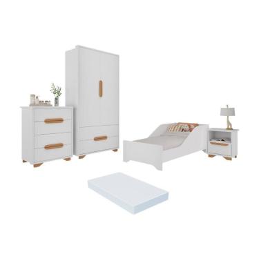 Imagem de Quarto Infantil Completo Com Minicama Com Colchão Incluso Multimóveis Mp4402 Branco Natural
