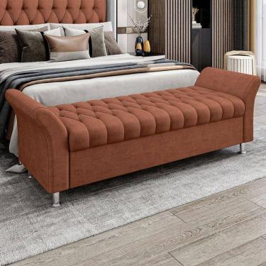 Imagem de Recamier Puff Estofado Casal 140 Cm ágata Veludo Terracota