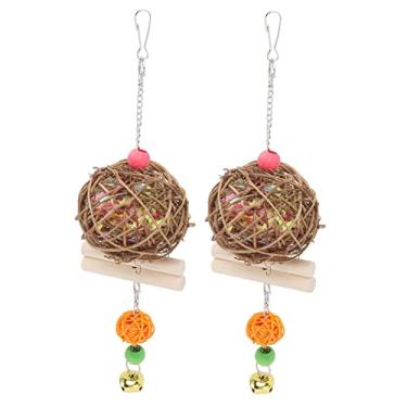 Imagem de Yctze Brinquedo Triturador de Gaiola de Papagaio - Brinquedo Triturador para Mastigar e Forragear Pássaros para Calopsita, Conure, Cinza Africano - Bola Takraw Segura, Seda de Papel Colorido,