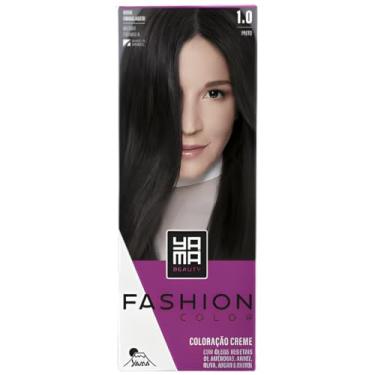 Imagem de Coloração Yama Fashion Color Tintura Tinta Cabelo Creme Mini Kit 1.0 Preto