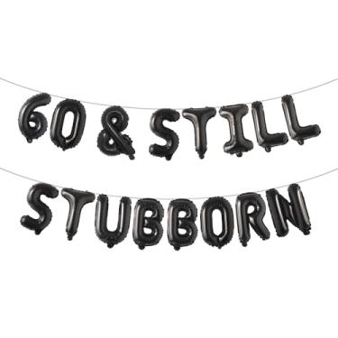 Imagem de Faixa de glitter multicolorida 60 & Still Stubborn - Decorações de festa de aniversário de 60 anos e aniversário (60 & STILL STUBBORN Preto)