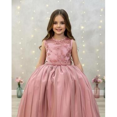 Imagem de Vestido Infantil Rosé Longo com Renda para Formatura Daminha - Fabulos