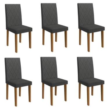 Imagem de Kit 6 Cadeiras De Jantar Estofadas 43,5cm Multimóveis CR50220 Grafite 