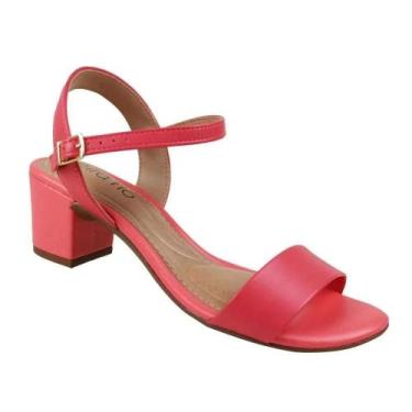 Imagem de Sandália Feminina Beira Rio Conforto Salto Bloco Baixo, 37, Vermelho