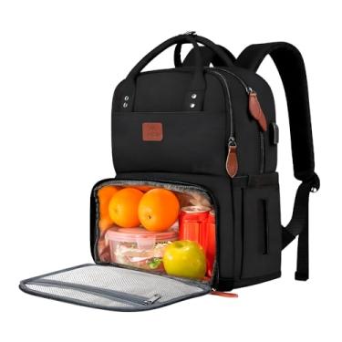 Imagem de Mochila Feminina de Trabalho com Cooler Térmico Integrado para Marmita, Compartimento Acolchoado para Notebook 15.6", Porta USB e Design Moderno