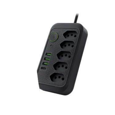 Imagem de Filtro De Linha Extensão 5 Tomadas E104U PRETO